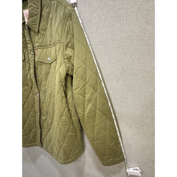 NWOT women’s Levi’s Army Green Quilted Jacket w/ pockets Zip & Snap Closure M - Picture 11 of 16